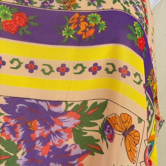 Womens Boho Chic Festival Top Size S Fairycore Floral Flowy Butterfly Naturecore - Picture 5 of 13